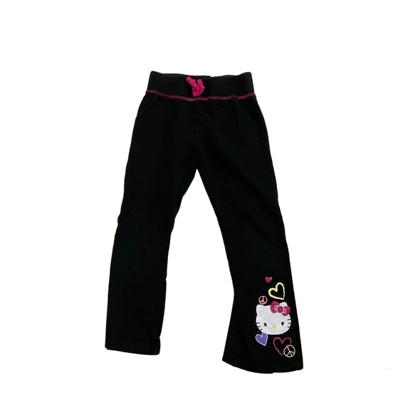 Hello Kitty By Sanrio Girls Joggers Black XS 4/5 Pockets Flared - Picture 1 of 4